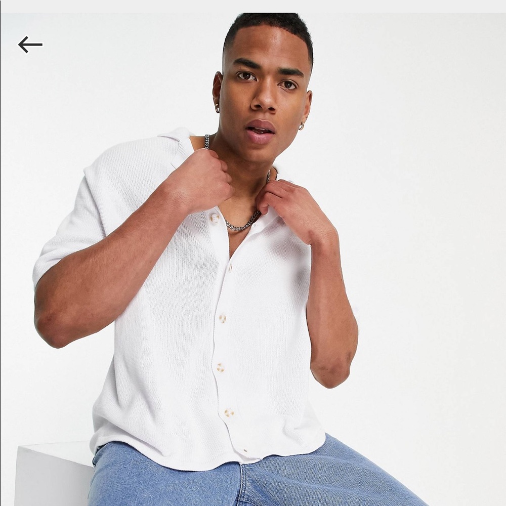 Asos oversized white cotton knit sweater